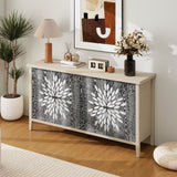 Modern Storage Cabinet With 4 Doors & Adjustable Shelves