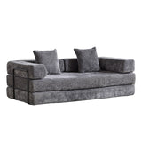 Convertible Floor Sofa Bed With Pillow Back Support Armrest