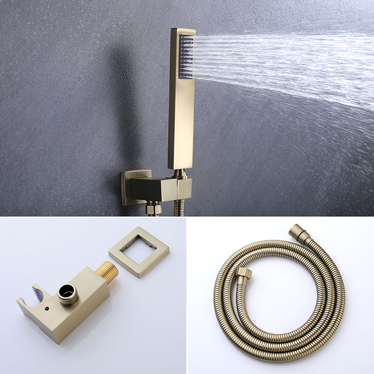 12" Ceiling Mount Shower System With Rain Mixer And Handheld Shower