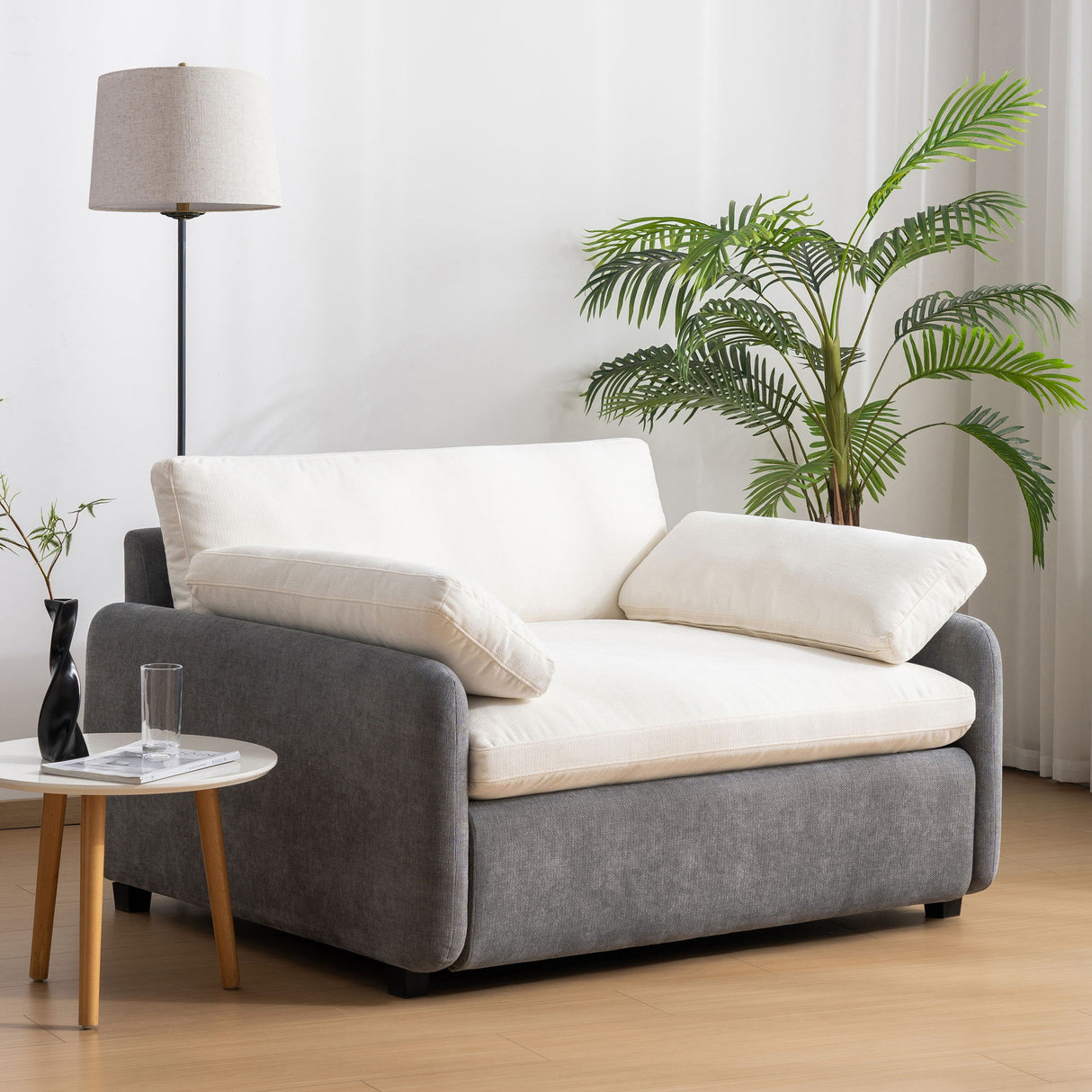 Oversized Single Sofa Chair Wide And Deep Seat, Modern Upholstered Comfy Blocking Couch Lounge With Pillows