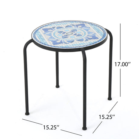 Skye - End Table - White / Blue