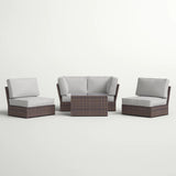 Comfortable Modern Patio Rattan Sectional Set With Cushions