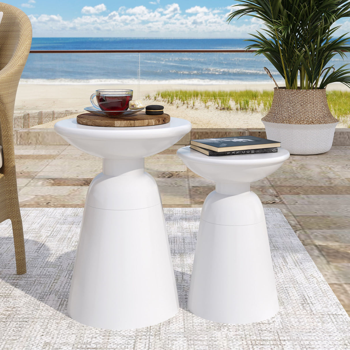 Serenita - Outdoor Side Tables With Flared Design (Set of 2)