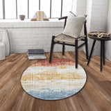 Rabbit - 41" X 41" Washable Non - Slip Round Rug, Elegant Design - Ivory Multi