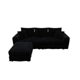 Deep Seat Convertible Sofa With Soft Pillows And Ottomans