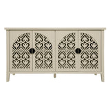 Hollowed Out Cabinet With 4 Doors, Suitable For Bedroom - Natural