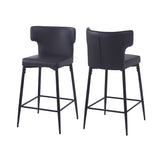 Modern Bar Stools With Upholstery And Metal Footrest (Set of 2)
