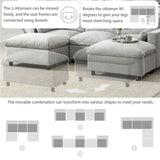 Modular Sectional With Storage Pockets, 5 Seat U Shaped Couch Set With Pillows, Free Combination Modern Cloud Sofa With 2 Movable Ottoman