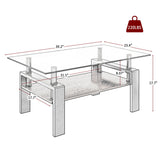 Modern Rectangular Coffee Table With Tempered Glass Top