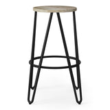 Simeon - Multifunctional Metal Stool With Wood Seat