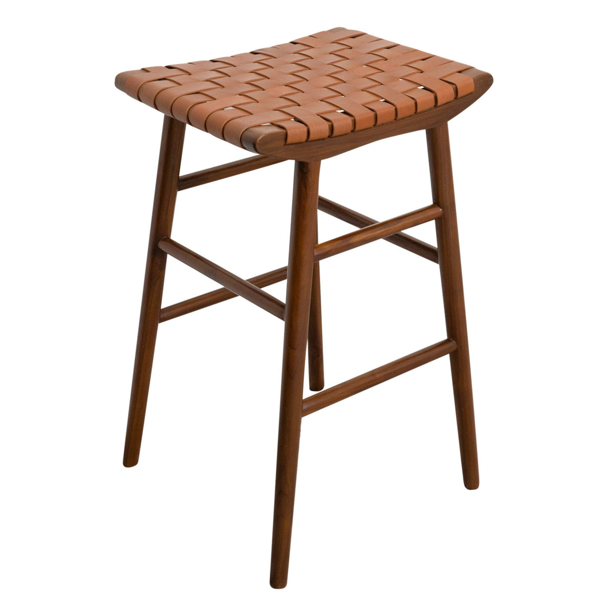 Maya - Genuine Leather Stool - Rustic / Tan