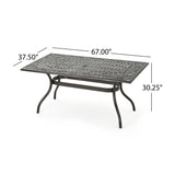 Celestine - Outdoor Cast Aluminum Dining Table With Floral Lattice Design And Umbrella Holder