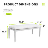 Outdoor Patio Stationary Bench With Sunbrella Fabric Cushion - Grayish