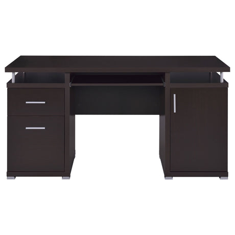 Modern Office Computer Desk With 2 Drawers, Adjustable Shelf, Slide Out Keyboard Tray