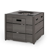 Rustic Style Outdoor Square Propane Fire Pit, 40,000 Btu