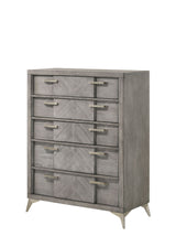 5 Drawer Chest Book Matched Veneers - Gray