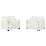 Modern Chenille Oversized Accent Chair, Comfy Single Sofa With Large Seat (Set of 2)