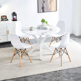 Table Cross Leg Mid-Century Dining Table For 4 - 6 People With Round MDF Table Top, Pedestal Dining Table, End Table Leisure Coffee Table - White
