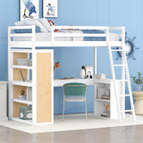 Loft Bed With Ladder, Shelves, And Desk
