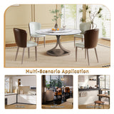 Modern Round Dining Table With 360° Rotating Lazy Susan Scratch & Chairs