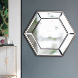 Hexagon Wall Mirror With Contemporary Glass Design, Home Decor Accent Mirror For Living Room, Entryway, Bedroom