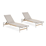 Hargrove - Outdoor Patio Aluminum Chaise Lounge (Set of 2) - Natural / Silver