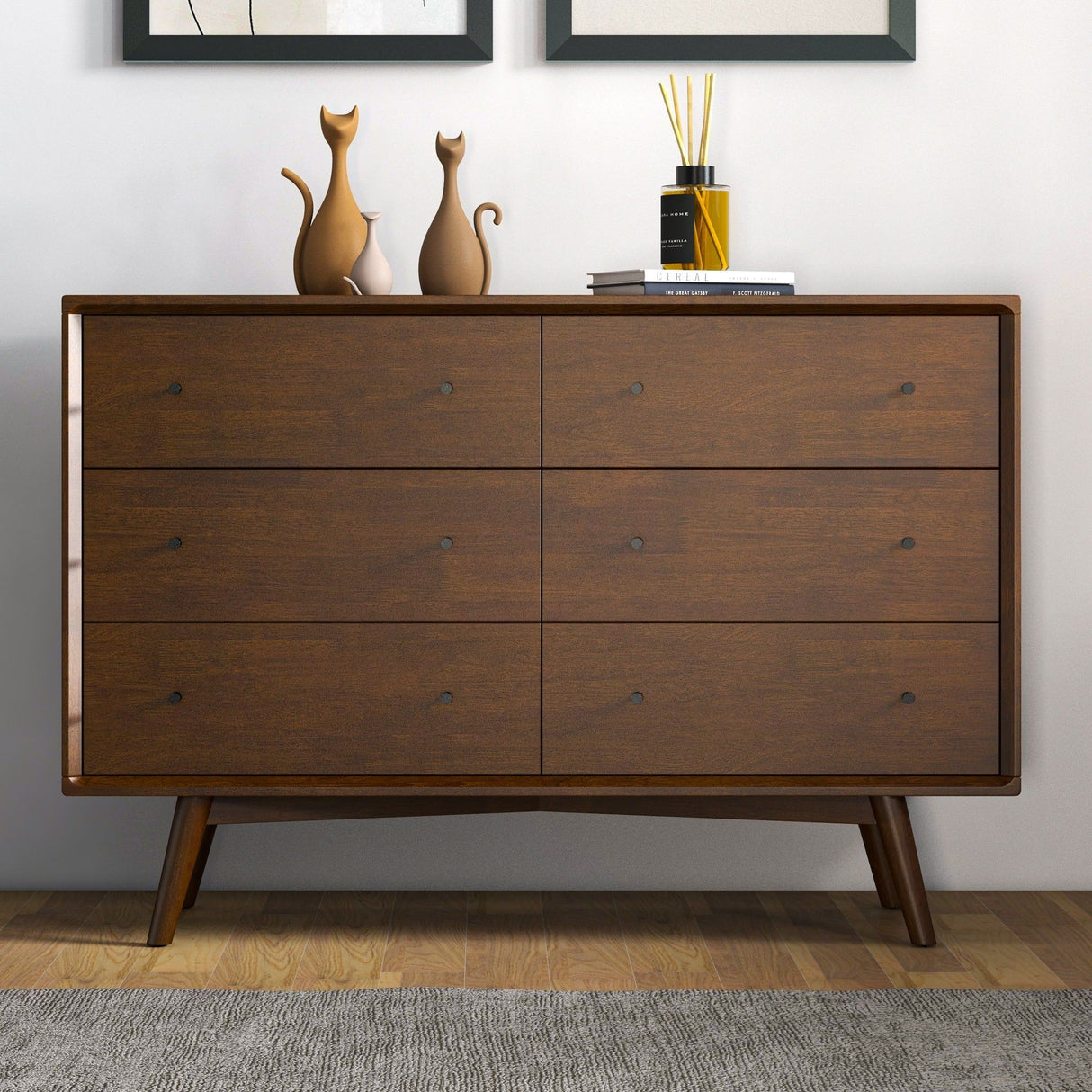 Caroline - Mid-Century Modern Solid Wood Dresser - Brown