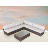 Comfortable Modern Patio Rattan Sectional Set With Cushions