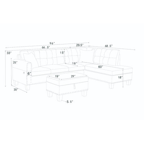 Camden - Power Sectional Sofa With Storage Ottoman And Built In Charging Ports - Gray