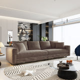 Deep Seat Convertible Sofa With Soft Pillows And Ottomans