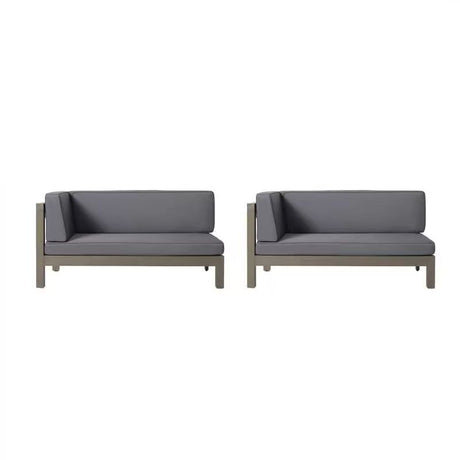Aura - 2 Piece Outdoor Set With X Back Left Bench And Corner - Dark Gray