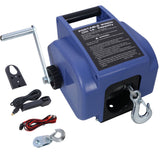 Reversible Electric 12V Trailer Winch For Boats Up To 6000 Lbs With Galvanized Wire Rope And Casing - Blue