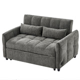 Loveseat Sofa Pull-Out Bed With Adjustable Backrest, 3 USB Ports And 2 Lumbar Pillows For Living Room