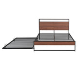 Platform Bed Frame With Trundle, USB Ports And Slat Support, No Box Spring Needed