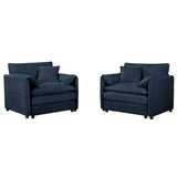Modern Chenille Oversized Accent Chair, Comfy Single Sofa With Large Seat (Set of 2)