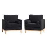 Wide Modern Performance Accent Chair With Natural Legs