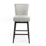 Quicksilvered - Upholstered Swivel Counter Stool With Wood Legs - Beige