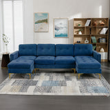 Modern L - Shape Convertible Sectional Sofa With Movable Ottoman
