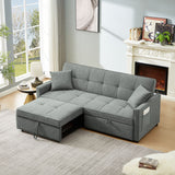 3 In 1 Convertible Sleeper Sofa Bed, Reclining Backrest, Pillows, Pockets