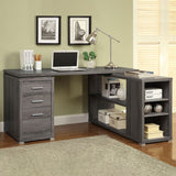 Transitional L Shape Computer Desk With Multiple Storage And Built In File Cabinet