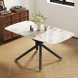 Luxurious Marble Patterned Dining Table With Metal Fork Legs