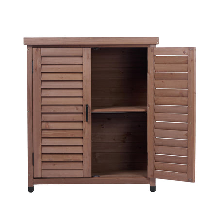 Potting Bench With Storage Cabinet And Metal Table Top For Outdoor