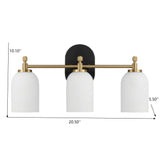 Meadows - 3 Lights Vanity Brush Bathroom Wall Light For Bathroom Over Mirror - Black / Gold / White