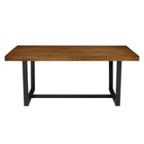 Modern Distressed Solid Wood And Metal Open Frame Dining Table