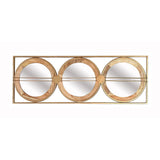 3 Mirror Piece Wall Mirror InRectangular Frame, Home Wall Decor For Bedroom Living Room - Brown