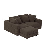 Deep Seat Convertible Sofa With Soft Pillows And Ottomans