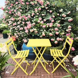 3 Piece Patio Bistro Set Of Foldable Square Table And Chairs