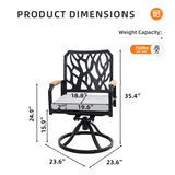 Outdoor Patio Swivel Rocker With Outdoor Grade Sunbrella Cushions, Branch Like Backrest (Set of 2) - Bourbon Brown