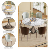 Modern Round Dining Table With 360° Rotating Lazy Susan Scratch & Chairs