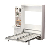 Morden Deisgn Vertical Murphy Bed With Shelf And Drawers For Bedroom Or Guestroom Wall Bed Space Saving Hidden Bed With New Style Gas Struts